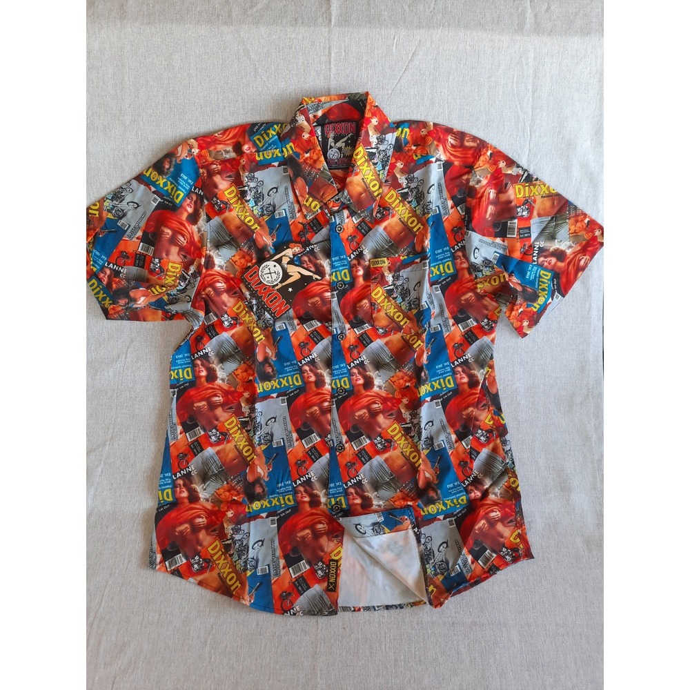 DIXXON Mens Large Party Shirt "The Articles" Magazine Print Short Sleeve New